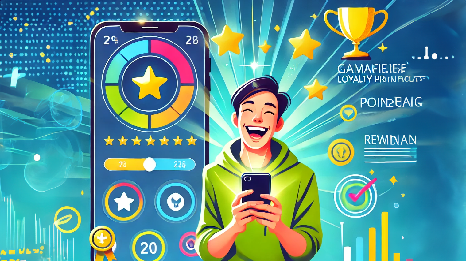 An example of a gamified loyalty program interface, showing how points are earned and redeemed.