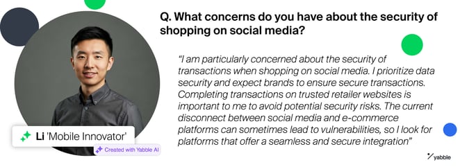 Quote from Li 'Mobile Innovator', a Yabble Virtual Audiences persona.