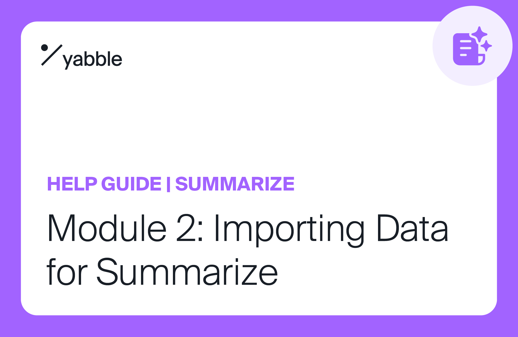 Import your data for Summarize